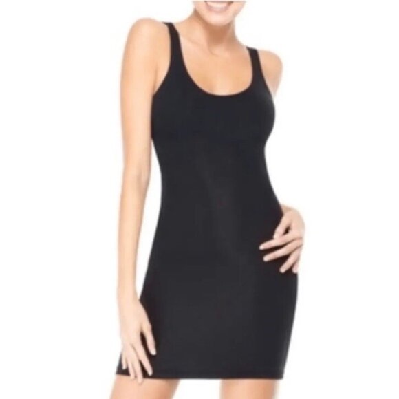 Spanx By Sara Blakely Black Scoop Neck Body Shaper Shaping Slip Dress Shape Wear - Picture 1 of 12